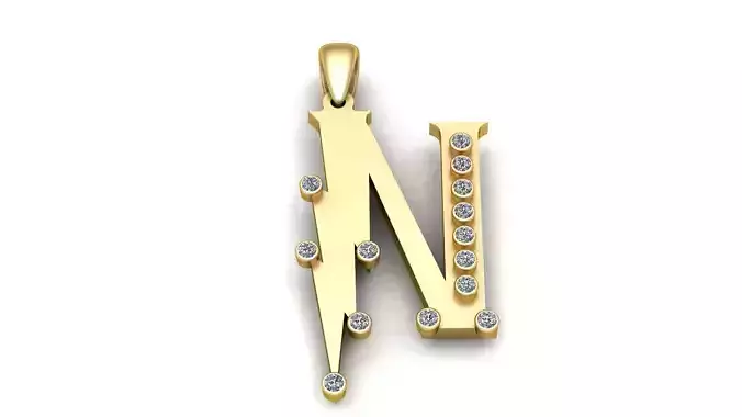 Letter N Pendant 3D Printable Model