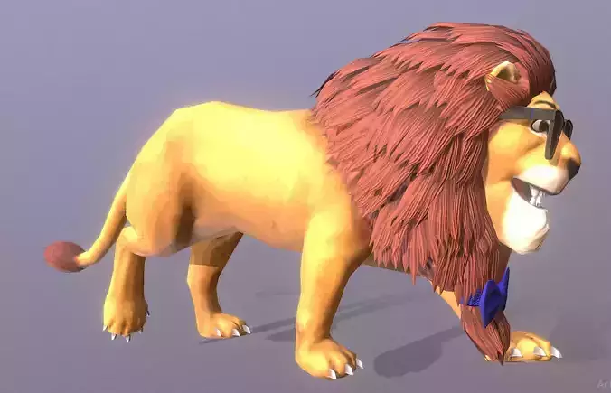 FUNCKY Young LION WALK Fbx Pbr  Animated