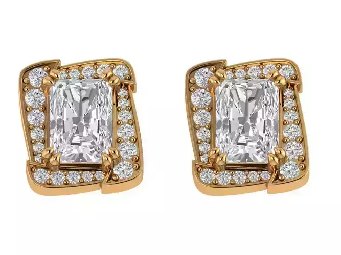 Emerald Round Antiq Earing