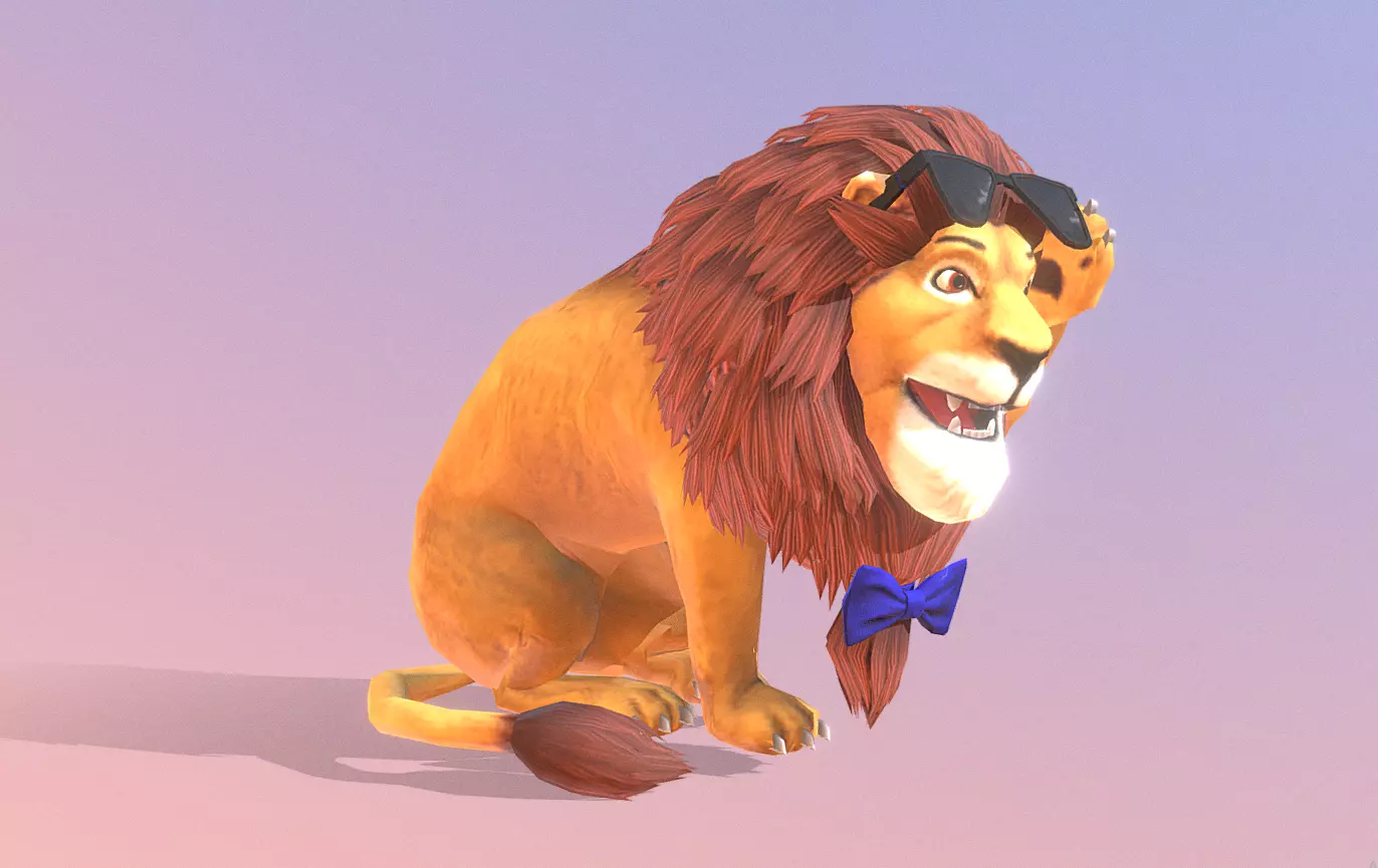 FUNCKY LION CHILLING Fbx Pbr Animated 3D model_1