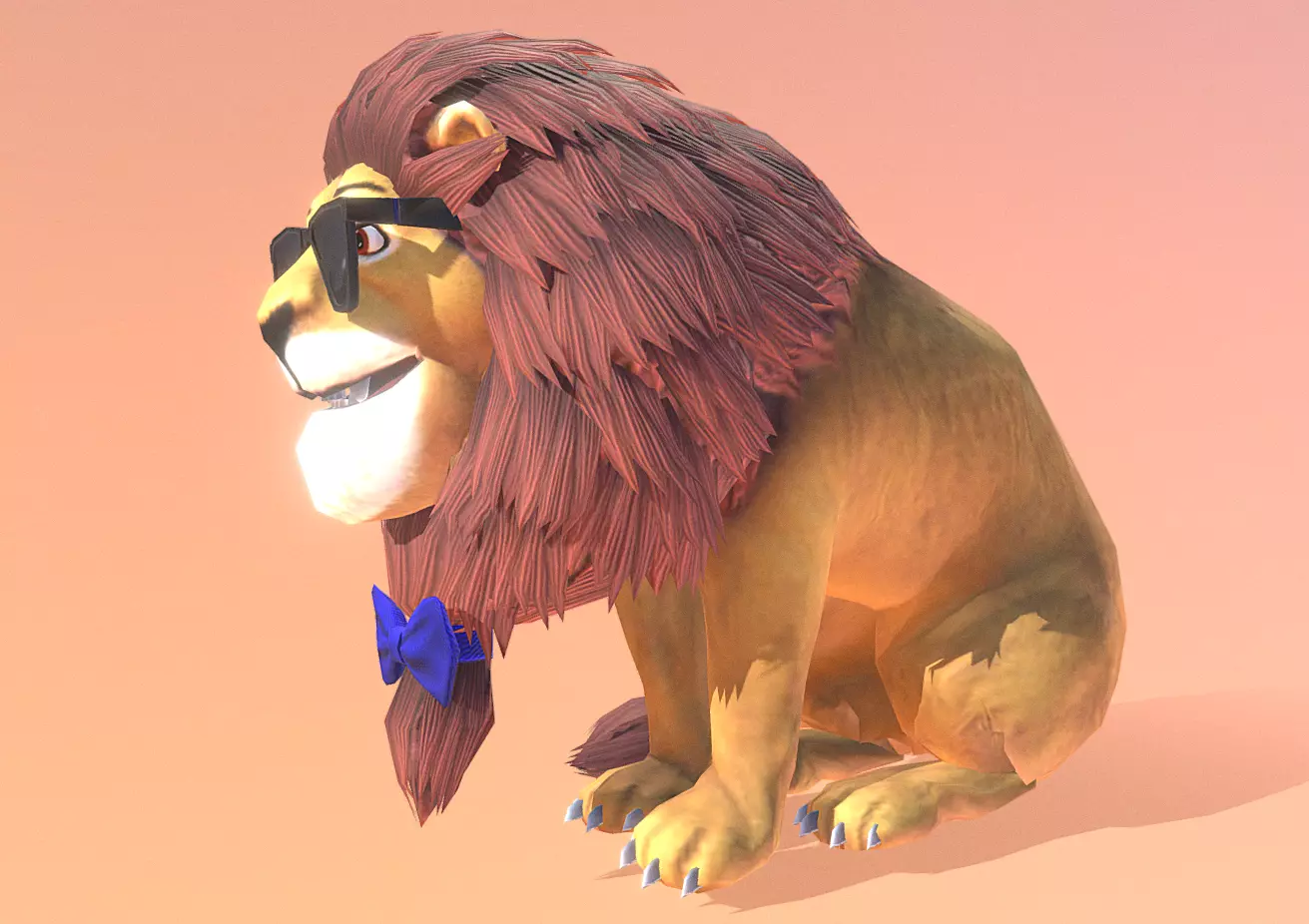 FUNCKY LION CHILLING Fbx Pbr Animated 3D model_2