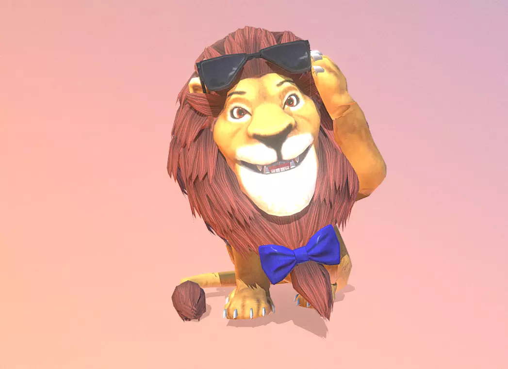 FUNCKY LION CHILLING Fbx Pbr Animated 3D model_0