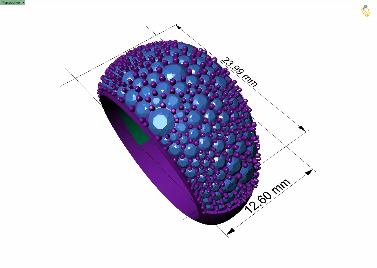 Custom Pave Style Mosaic Diamond Setting Ring - Hiphop Ring 3D print model_4