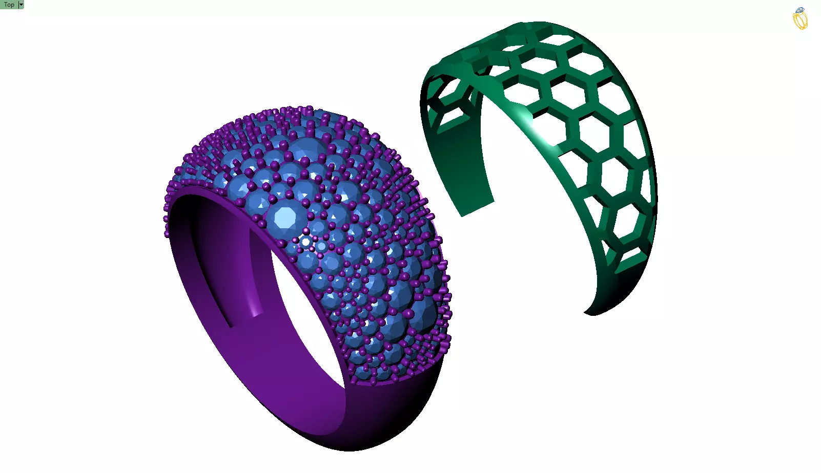 Custom Pave Style Mosaic Diamond Setting Ring - Hiphop Ring 3D print model_12