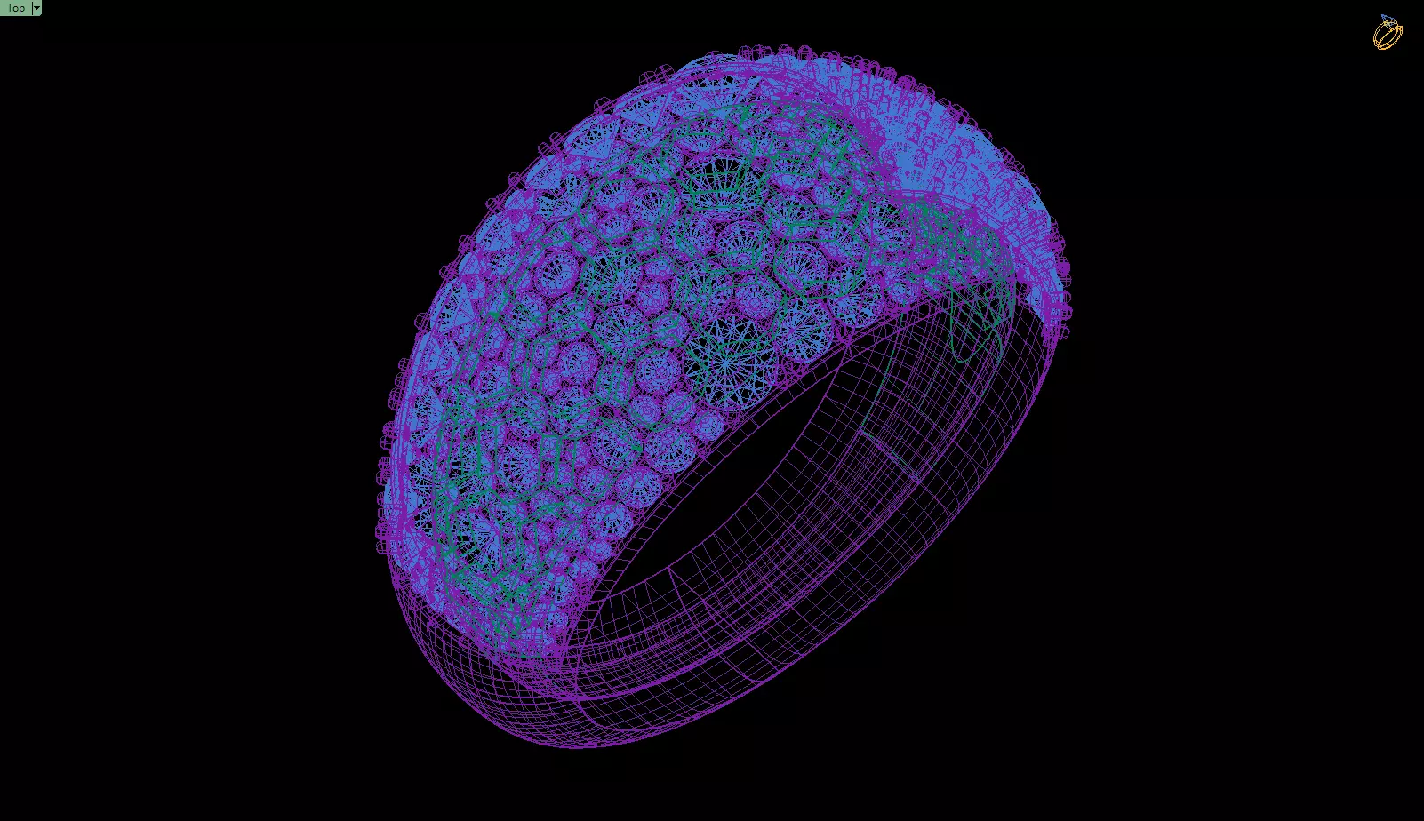 Custom Pave Style Mosaic Diamond Setting Ring - Hiphop Ring 3D print model_14