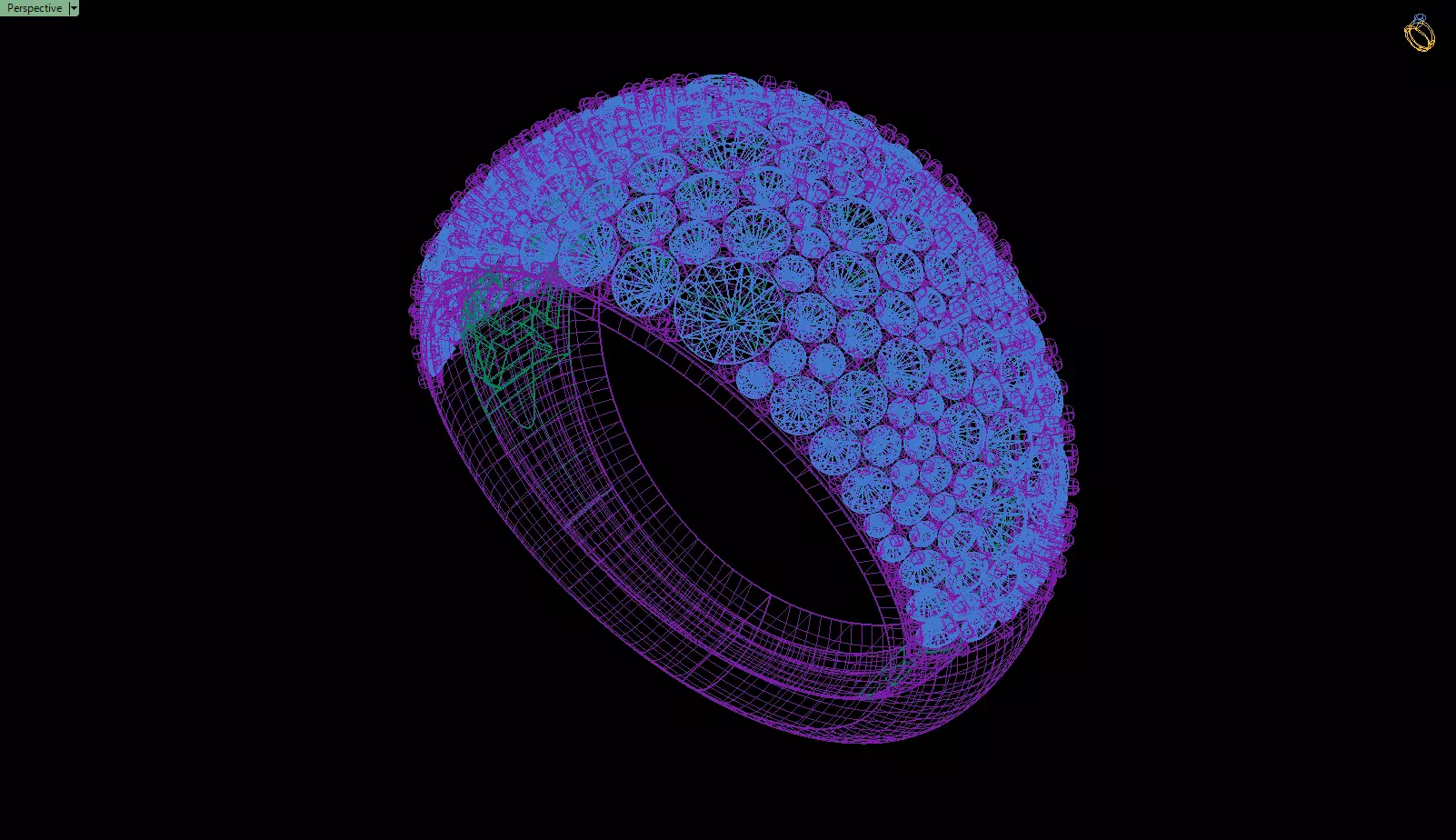 Custom Pave Style Mosaic Diamond Setting Ring - Hiphop Ring 3D print model_13