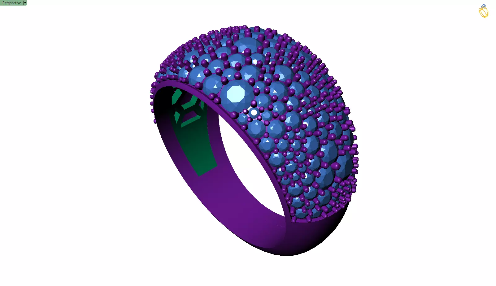 Custom Pave Style Mosaic Diamond Setting Ring - Hiphop Ring 3D print model_8