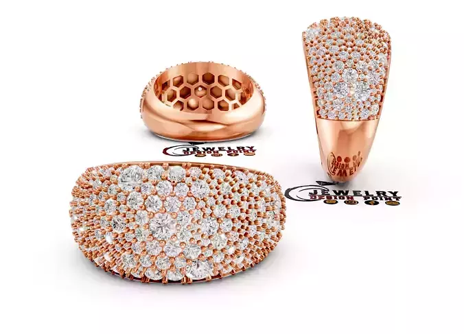 Custom Pave Style Mosaic Diamond Setting Ring - Hiphop Ring