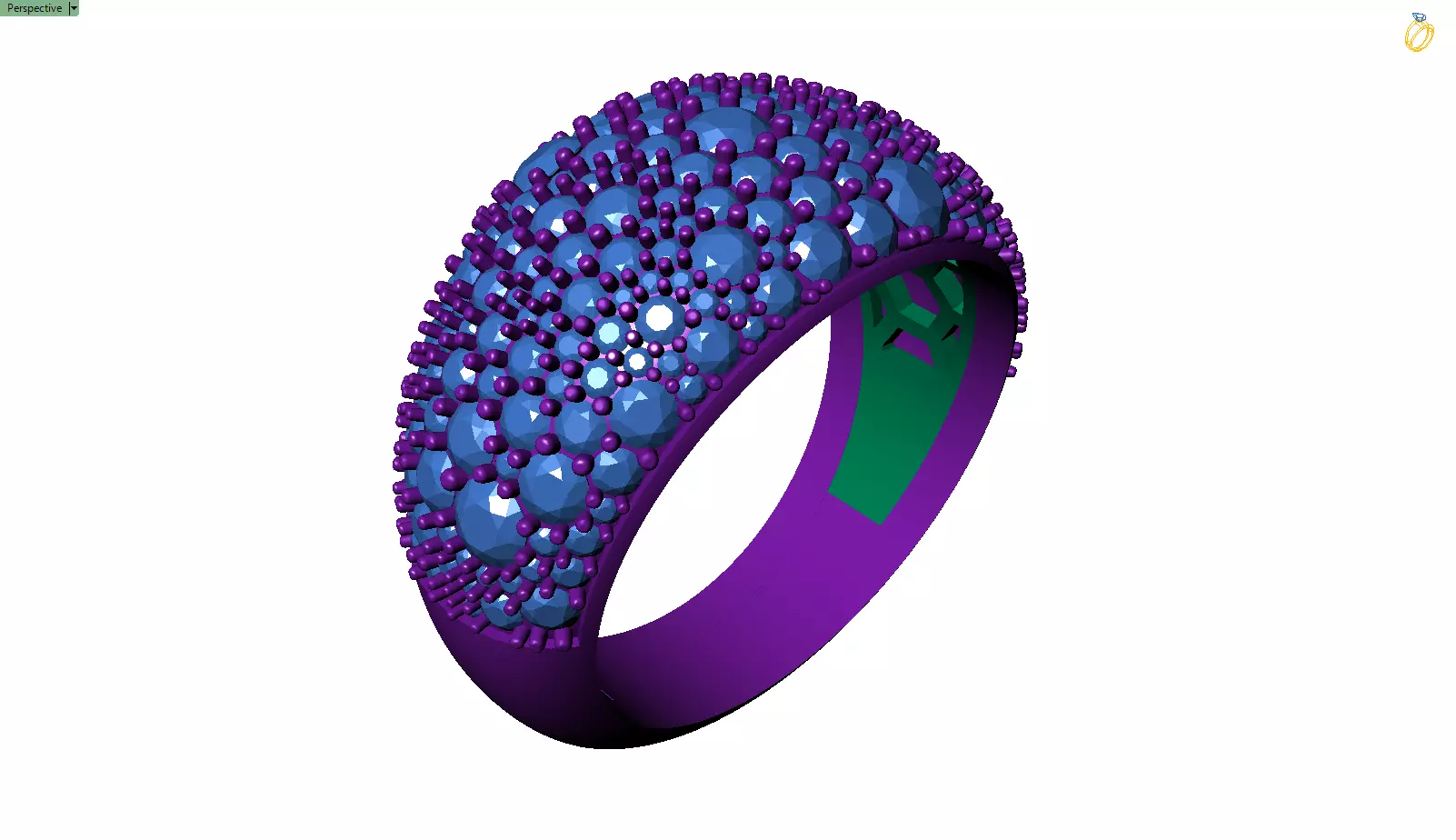 Custom Pave Style Mosaic Diamond Setting Ring - Hiphop Ring 3D print model_9