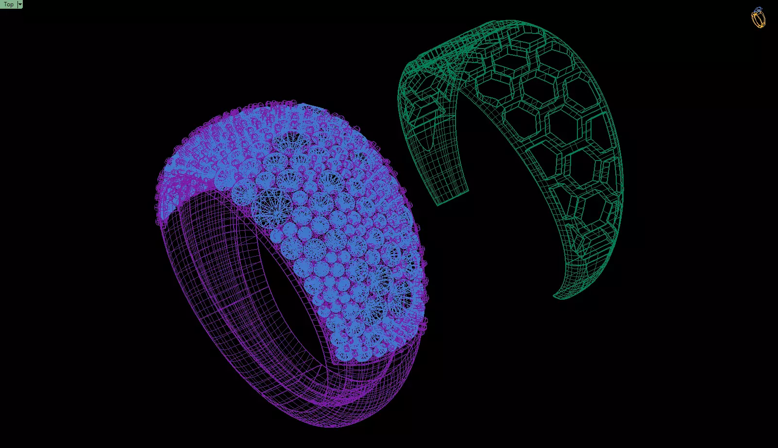 Custom Pave Style Mosaic Diamond Setting Ring - Hiphop Ring 3D print model_15