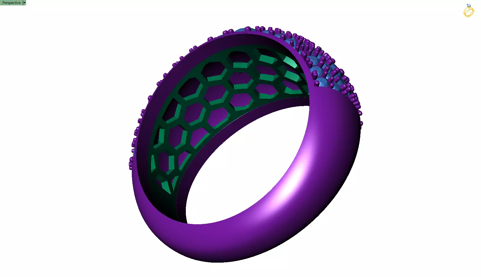 Custom Pave Style Mosaic Diamond Setting Ring - Hiphop Ring 3D print model_11