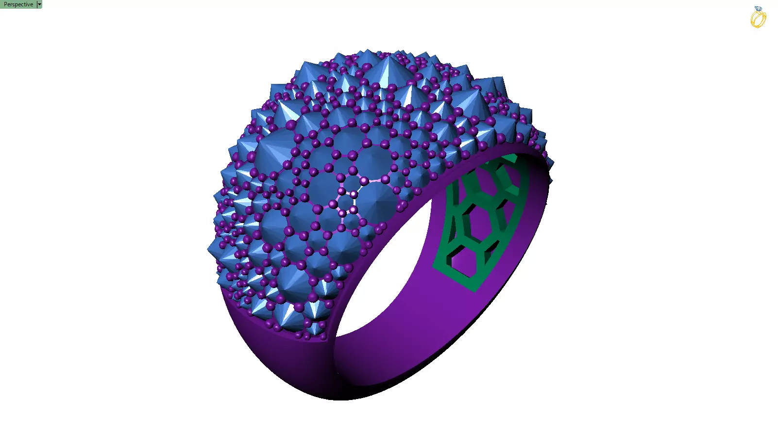 Custom Pave Style Mosaic Reverses Diamond Ring - Hiphop Ring 3D print model_9