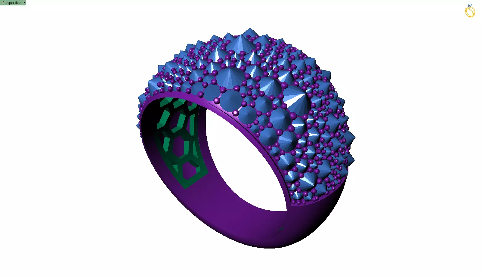 Custom Pave Style Mosaic Reverses Diamond Ring - Hiphop Ring 3D print model_10