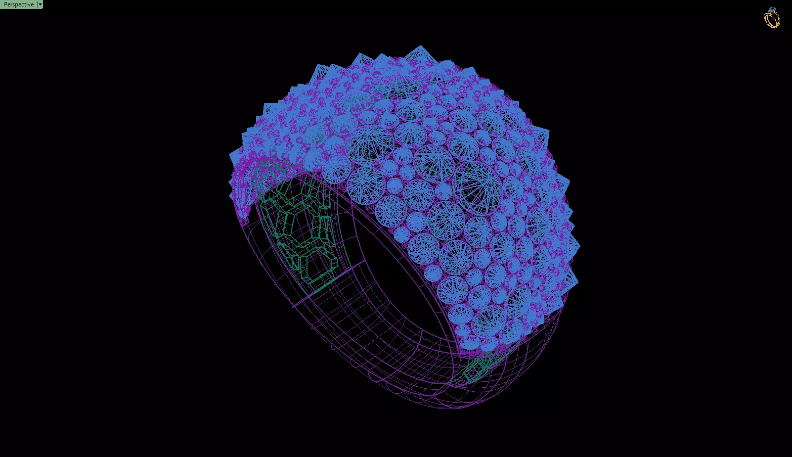 Custom Pave Style Mosaic Reverses Diamond Ring - Hiphop Ring 3D print model_13