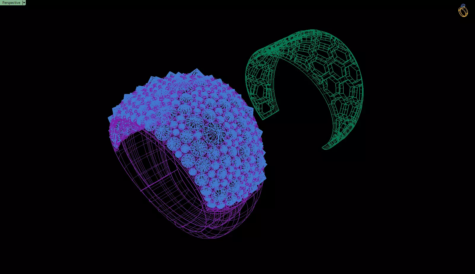 Custom Pave Style Mosaic Reverses Diamond Ring - Hiphop Ring 3D print model_15