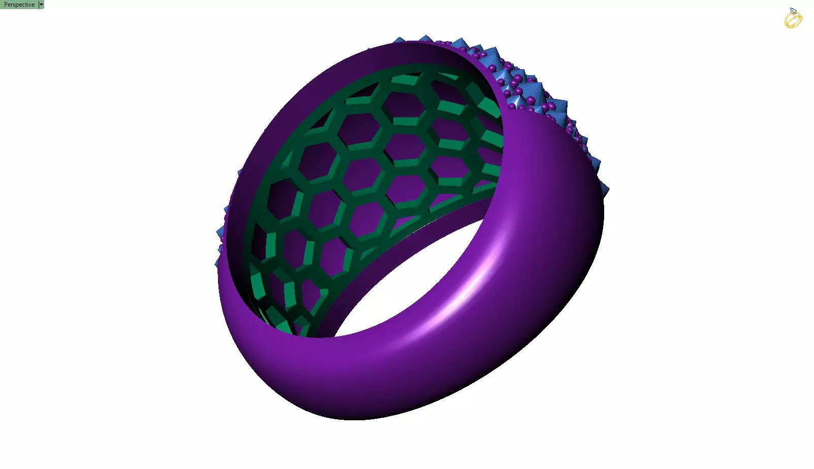 Custom Pave Style Mosaic Reverses Diamond Ring - Hiphop Ring 3D print model_11