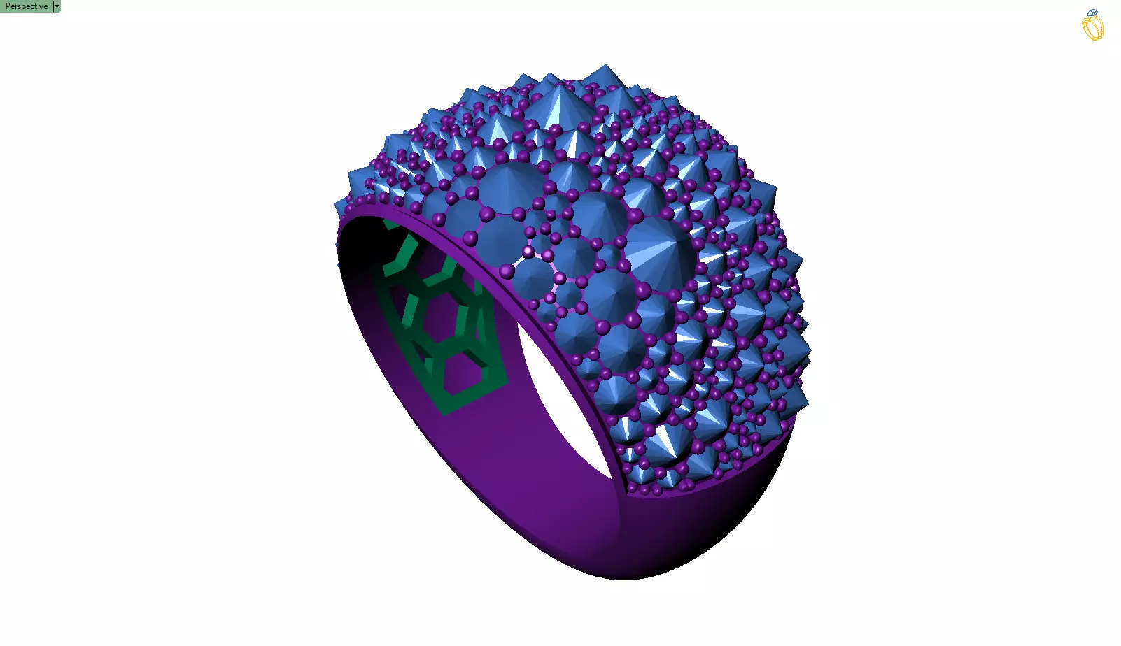 Custom Pave Style Mosaic Reverses Diamond Ring - Hiphop Ring 3D print model_8