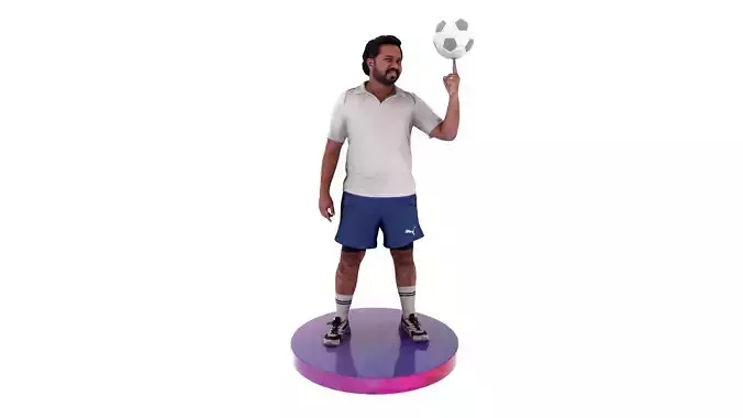 Football Player Male Scanned Action Pose Ball Rotation 3D Model