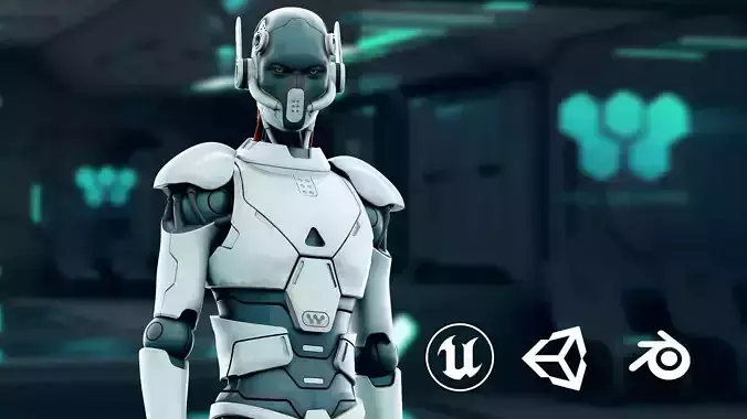 CYBORGTOPIA B-18  Rigged for Unreal Engine - Unity - MIXAMO