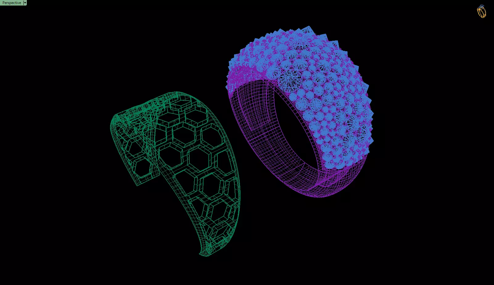 Custom Pave Style Mosaic Reverses Diamond Ring - Hiphop Ring 3D print model_14