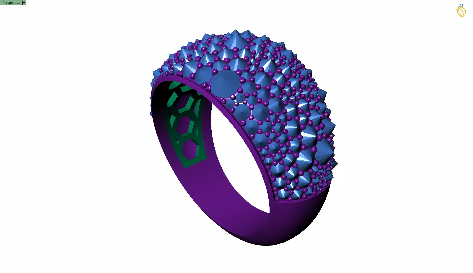 Custom Pave Style Mosaic Reverses Diamond Ring - Hiphop Ring 3D print model_9