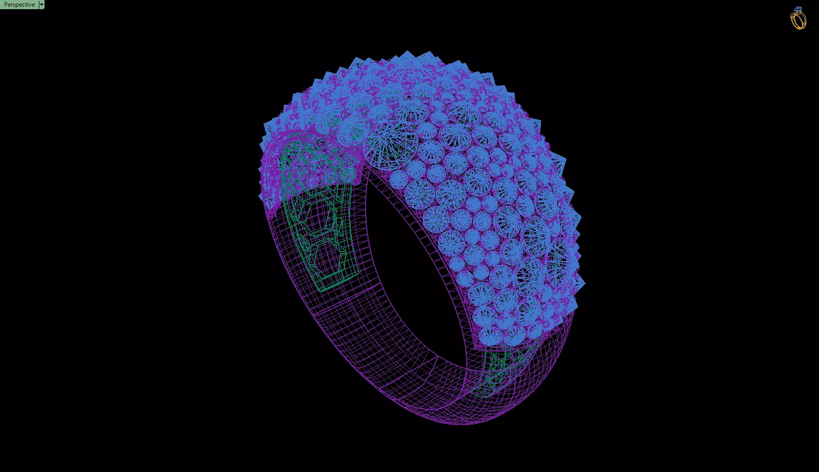 Custom Pave Style Mosaic Reverses Diamond Ring - Hiphop Ring 3D print model_13