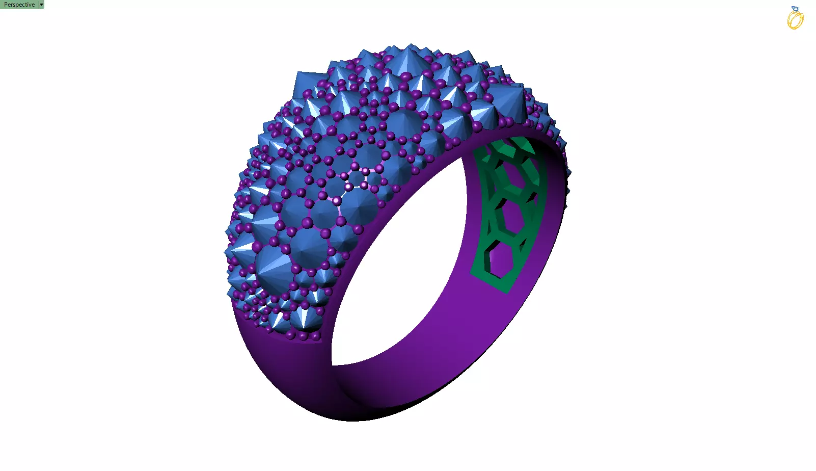 Custom Pave Style Mosaic Reverses Diamond Ring - Hiphop Ring 3D print model_10