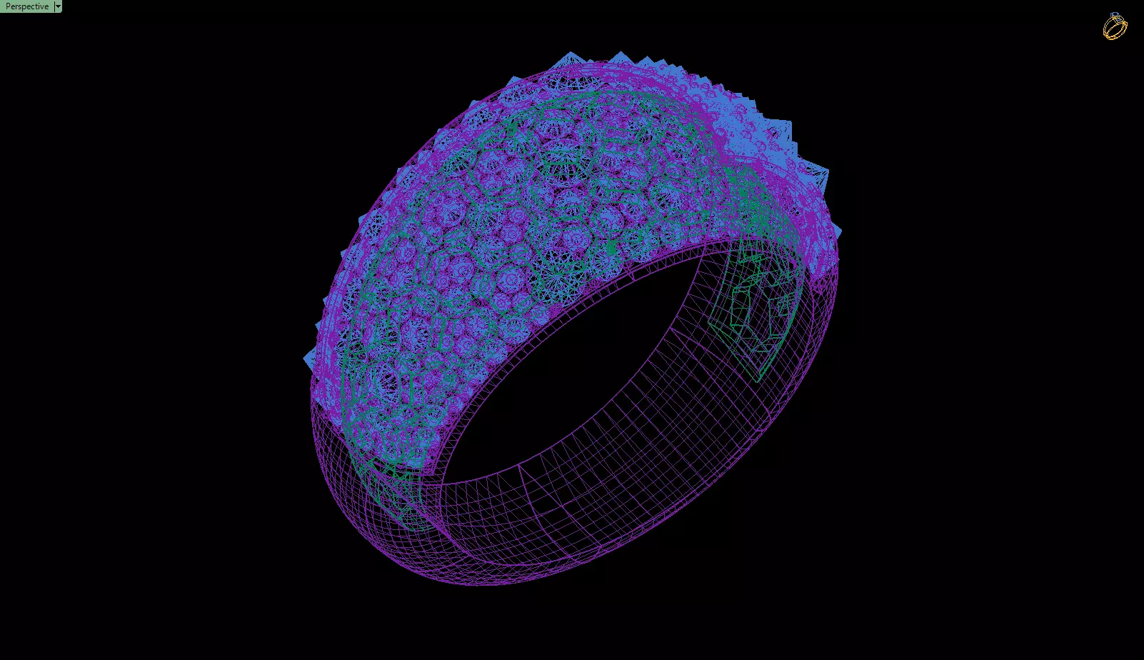 Custom Pave Style Mosaic Reverses Diamond Ring - Hiphop Ring 3D print model_15