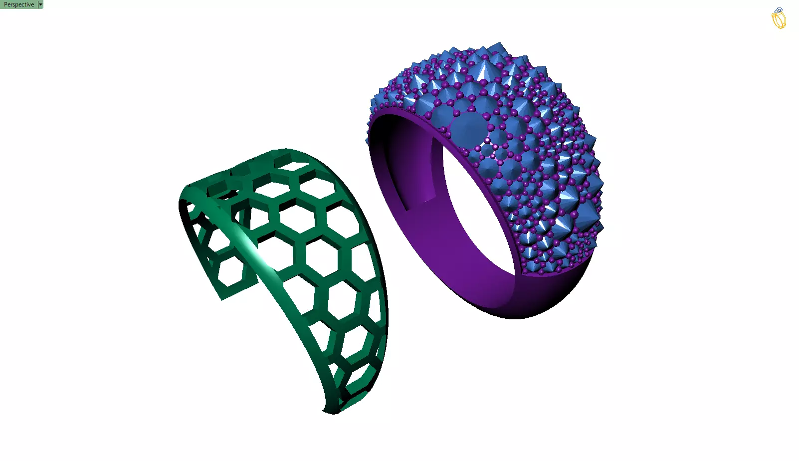 Custom Pave Style Mosaic Reverses Diamond Ring - Hiphop Ring 3D print model_12