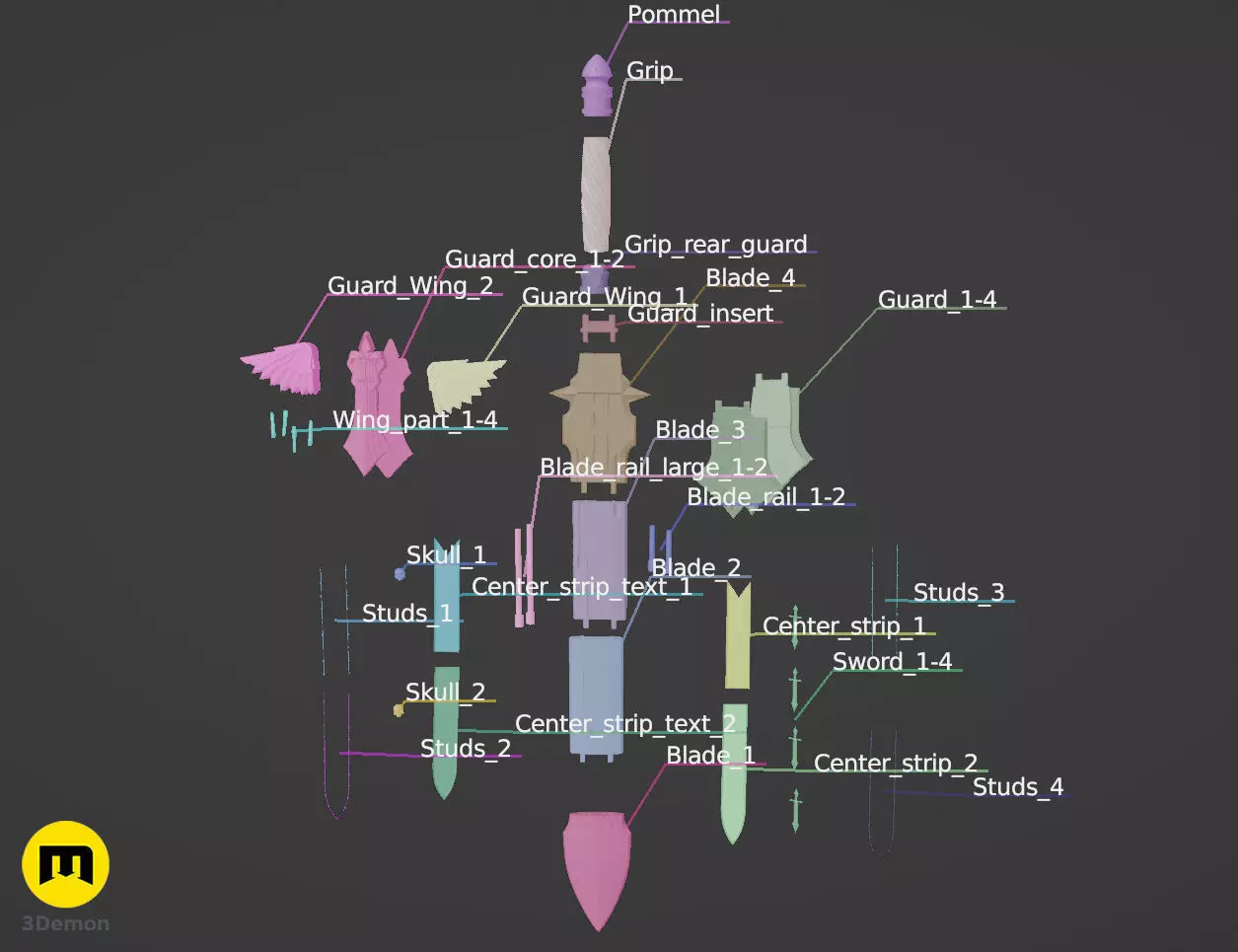 Dark Angels Power Sword 3D print model_6