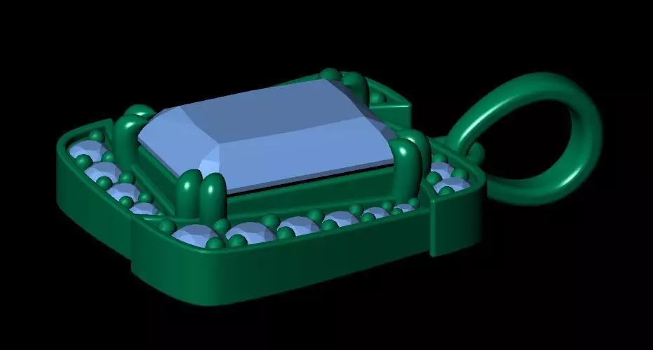 Emerald Round Diamond Pendant 3D print model_14
