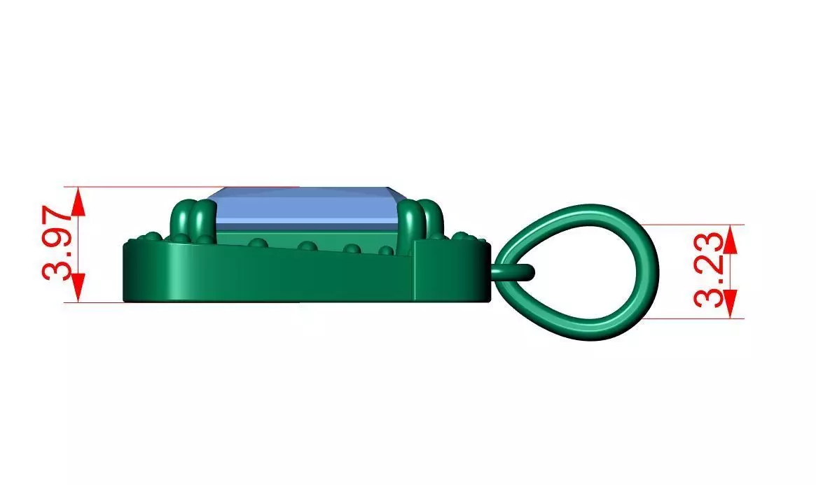 Emerald Round Diamond Pendant 3D print model_12