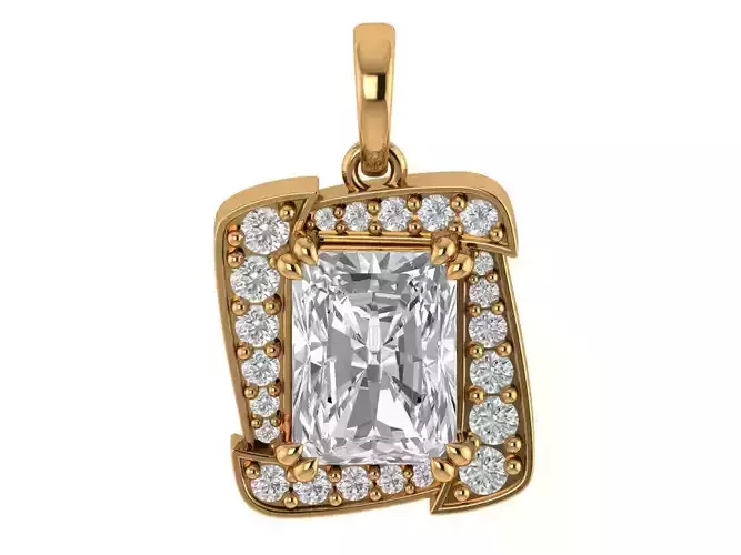 Emerald Round Diamond Pendant