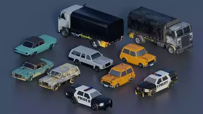 5 Cars Pack Game Ready Clean And Dirt Variants PBR