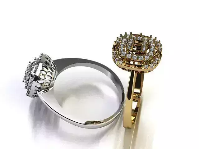 Long Cushion Double Halo Diamond Ring