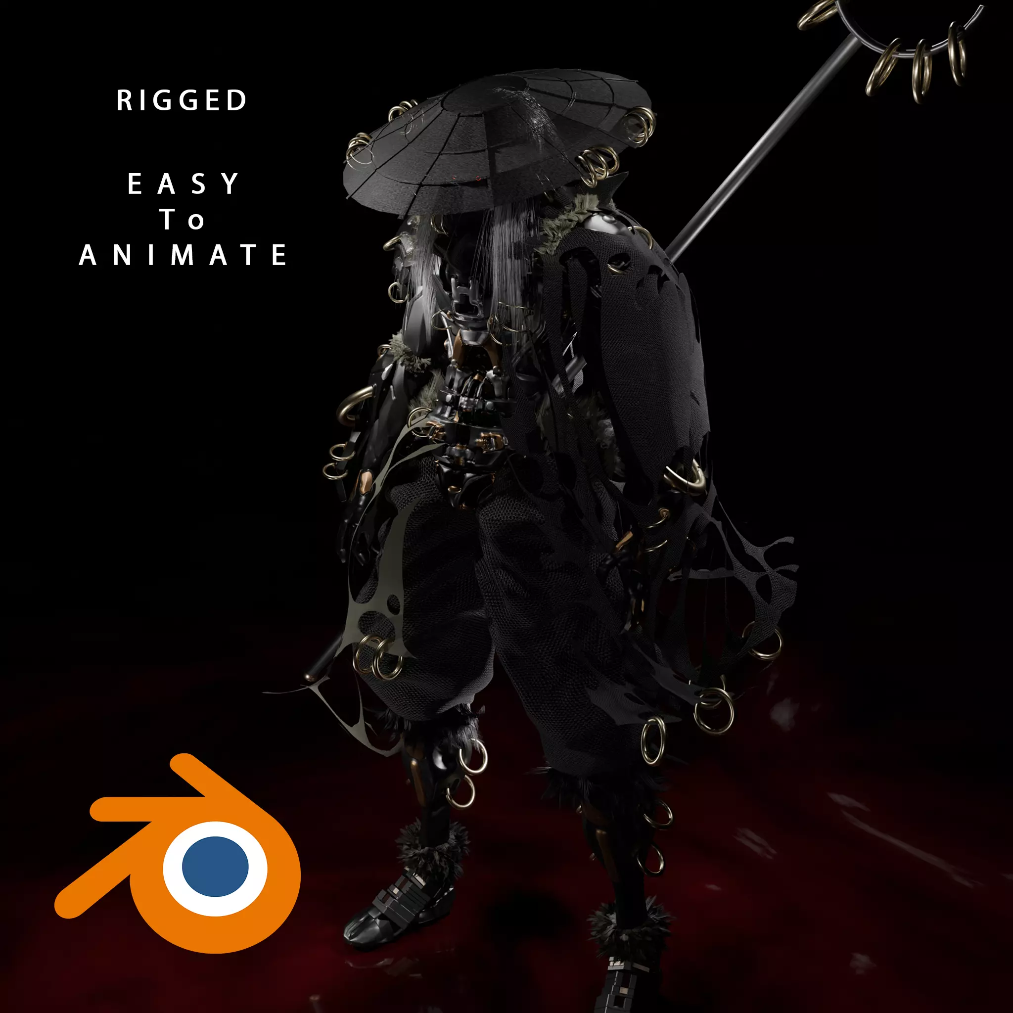 Cyberpunk SkullMaster Character Low-poly 3D model_0