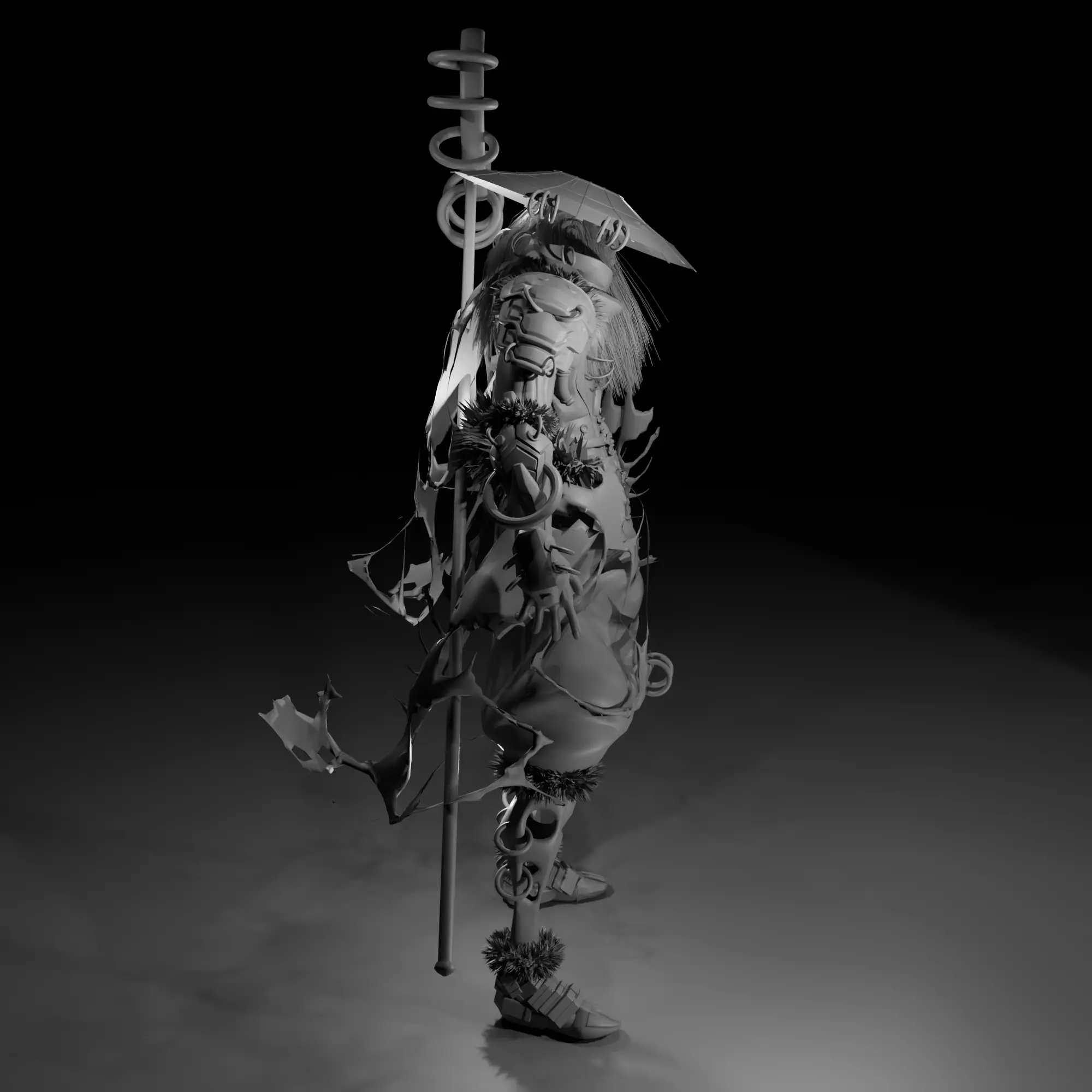 Cyberpunk SkullMaster Character Low-poly 3D model_11