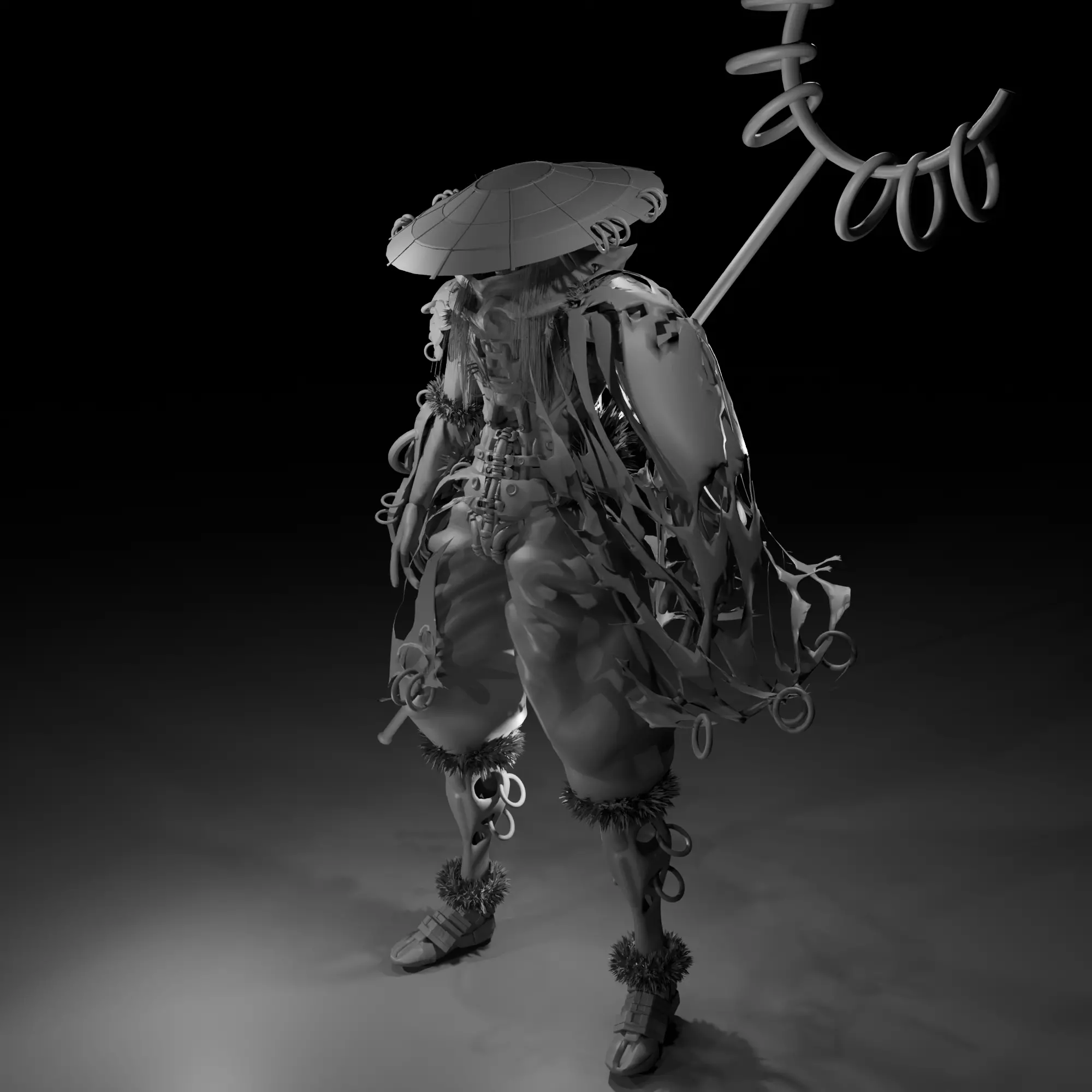 Cyberpunk SkullMaster Character Low-poly 3D model_10