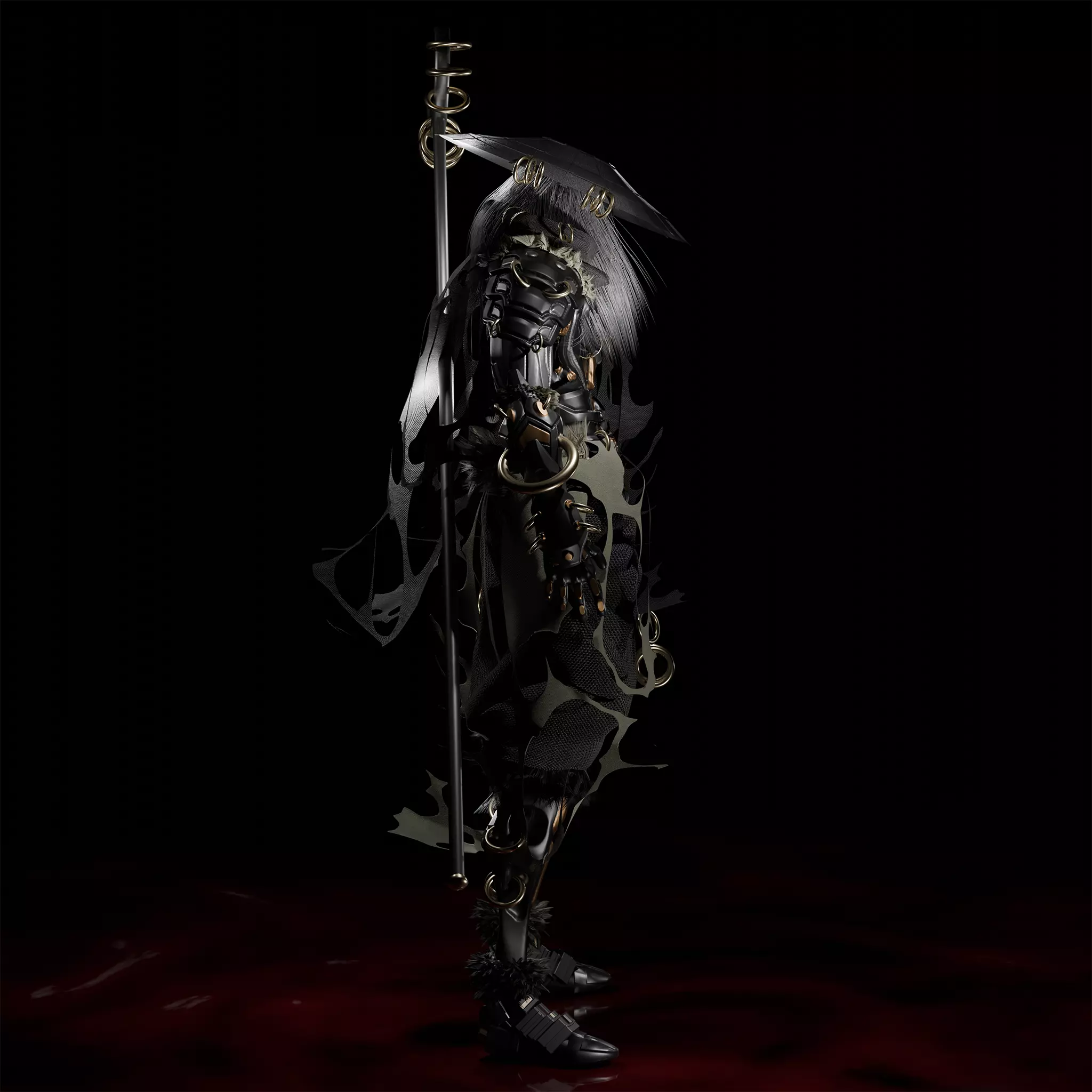 Cyberpunk SkullMaster Character Low-poly 3D model_4