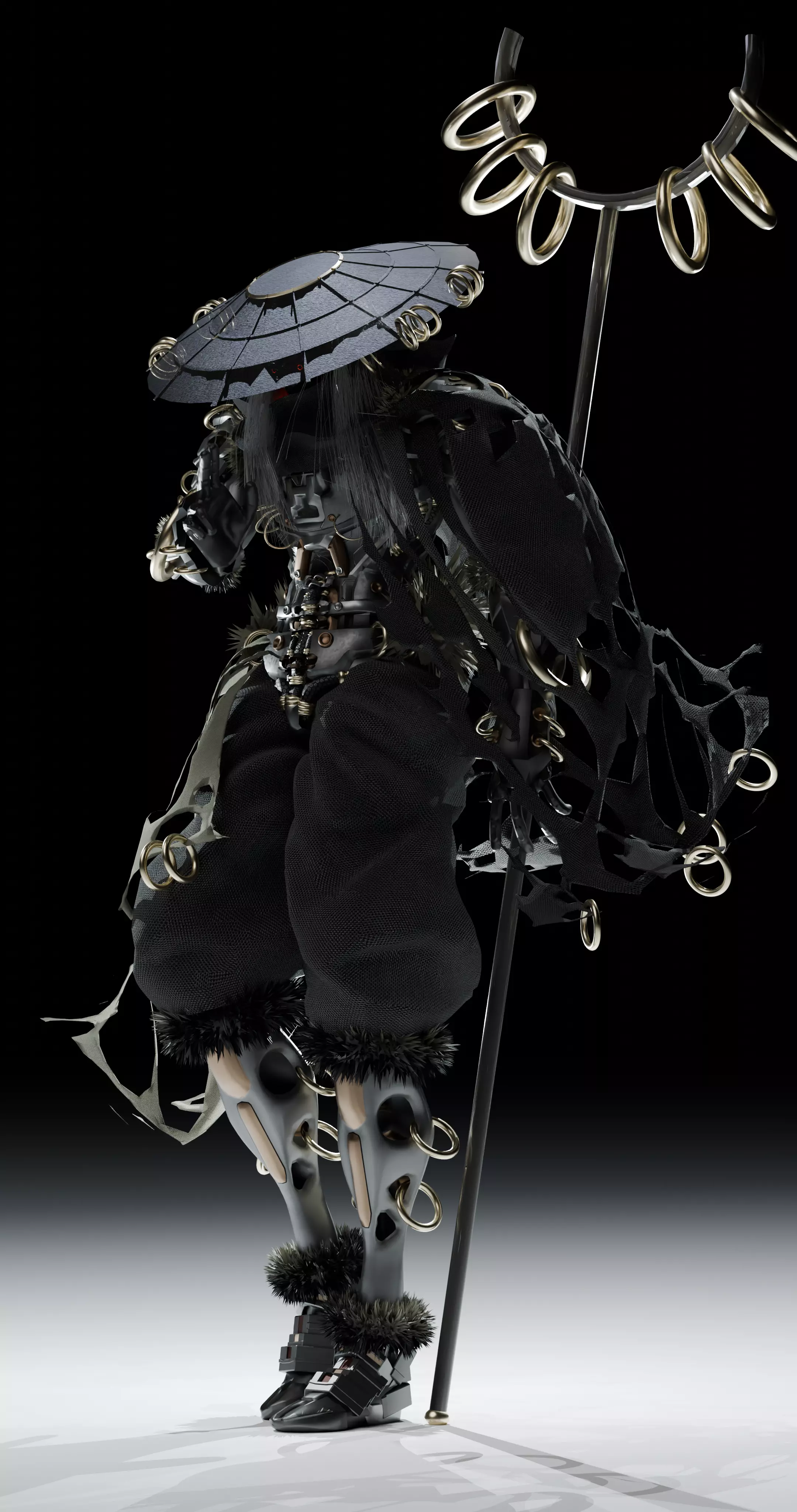 Cyberpunk SkullMaster Character Low-poly 3D model_8