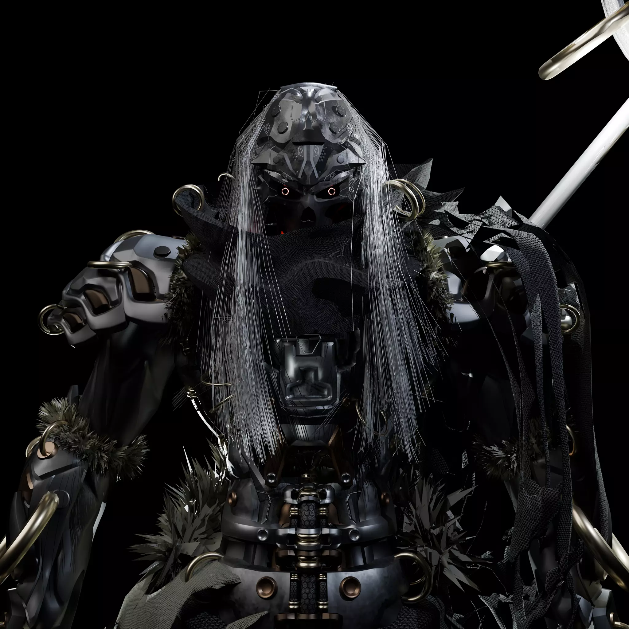 Cyberpunk SkullMaster Character Low-poly 3D model_2