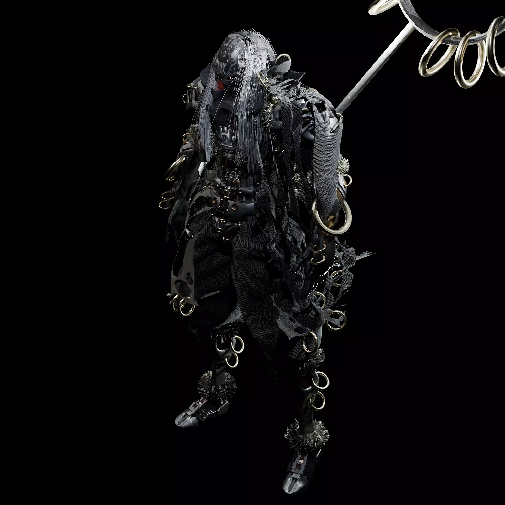 Cyberpunk SkullMaster Character Low-poly 3D model_3