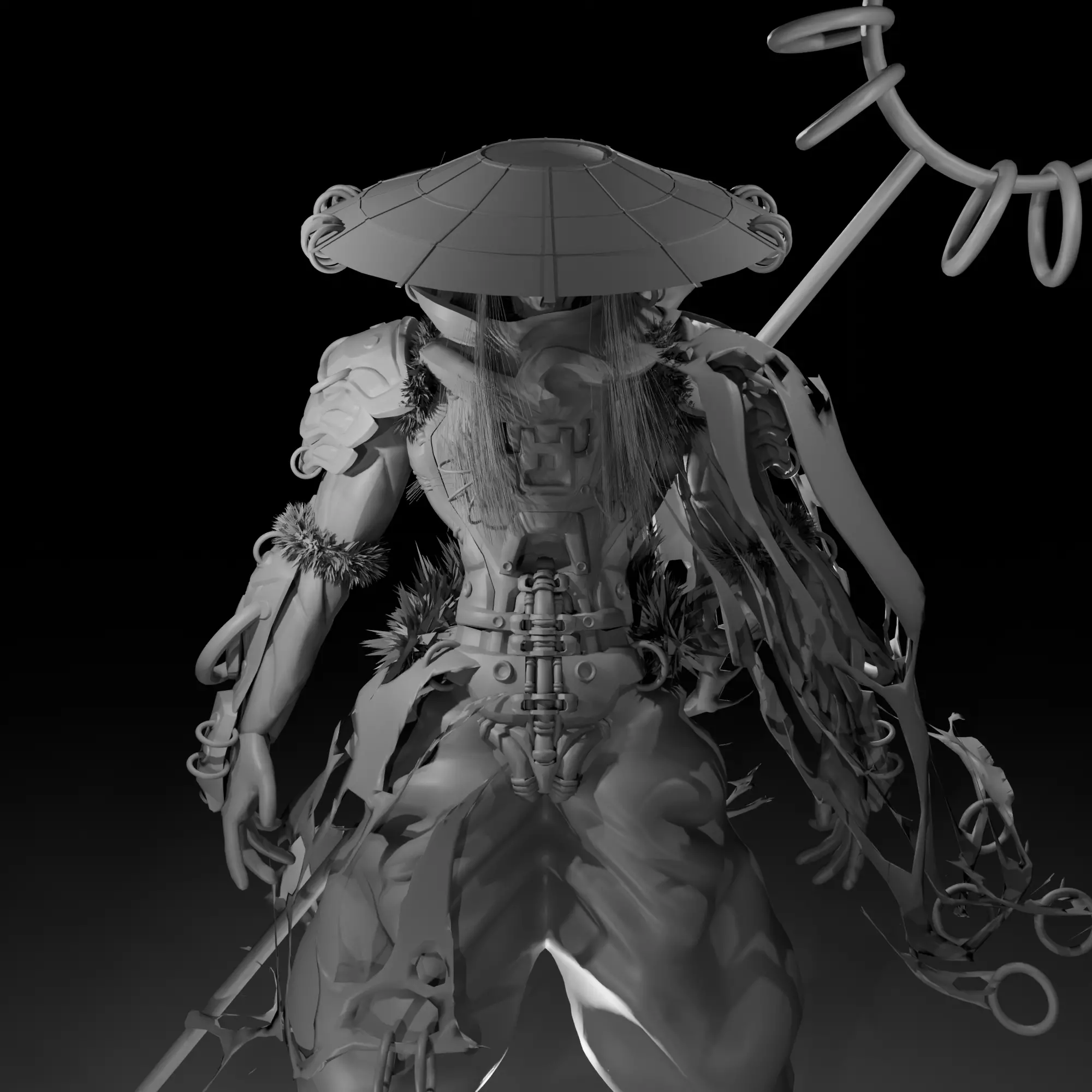 Cyberpunk SkullMaster Character Low-poly 3D model_9