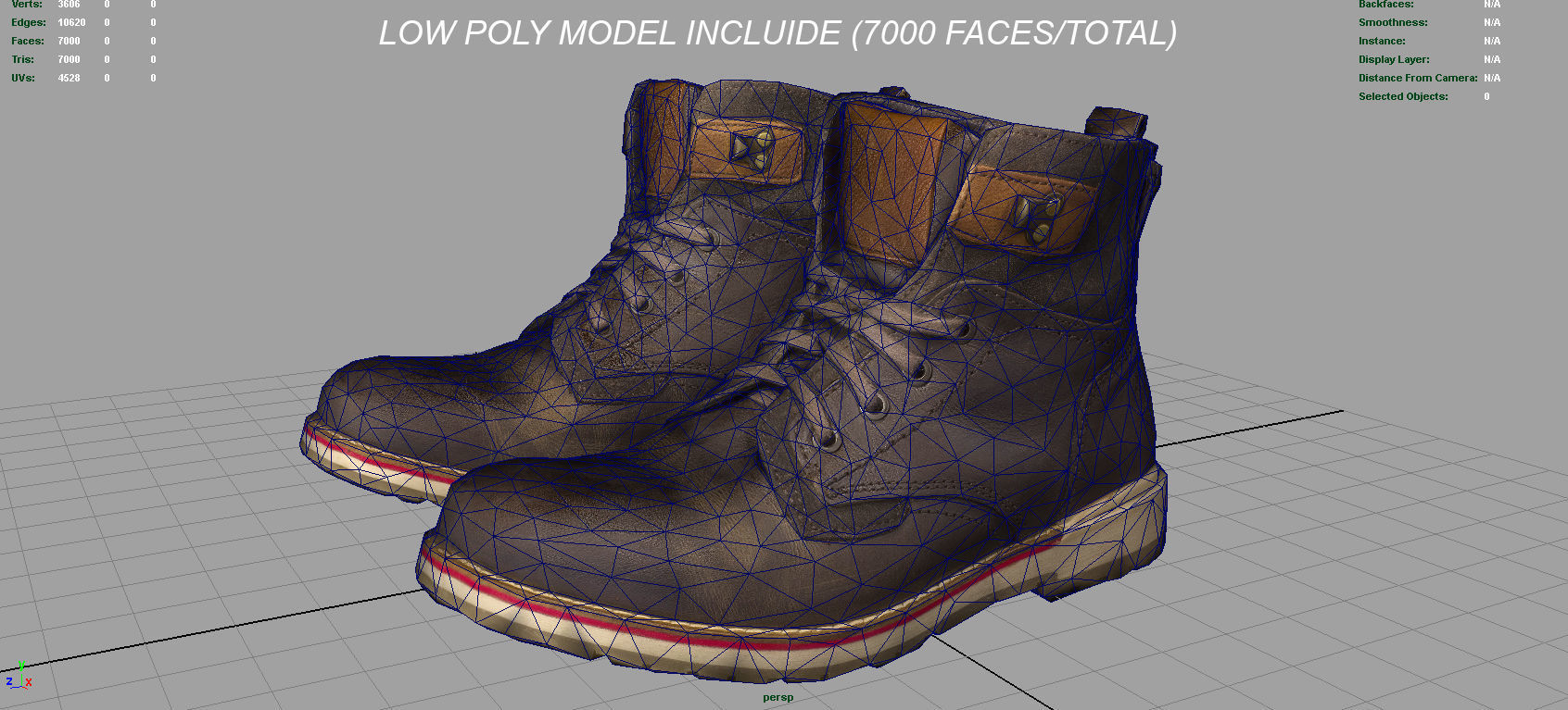 Hiking Boots 2 Low-poly 3D model_9