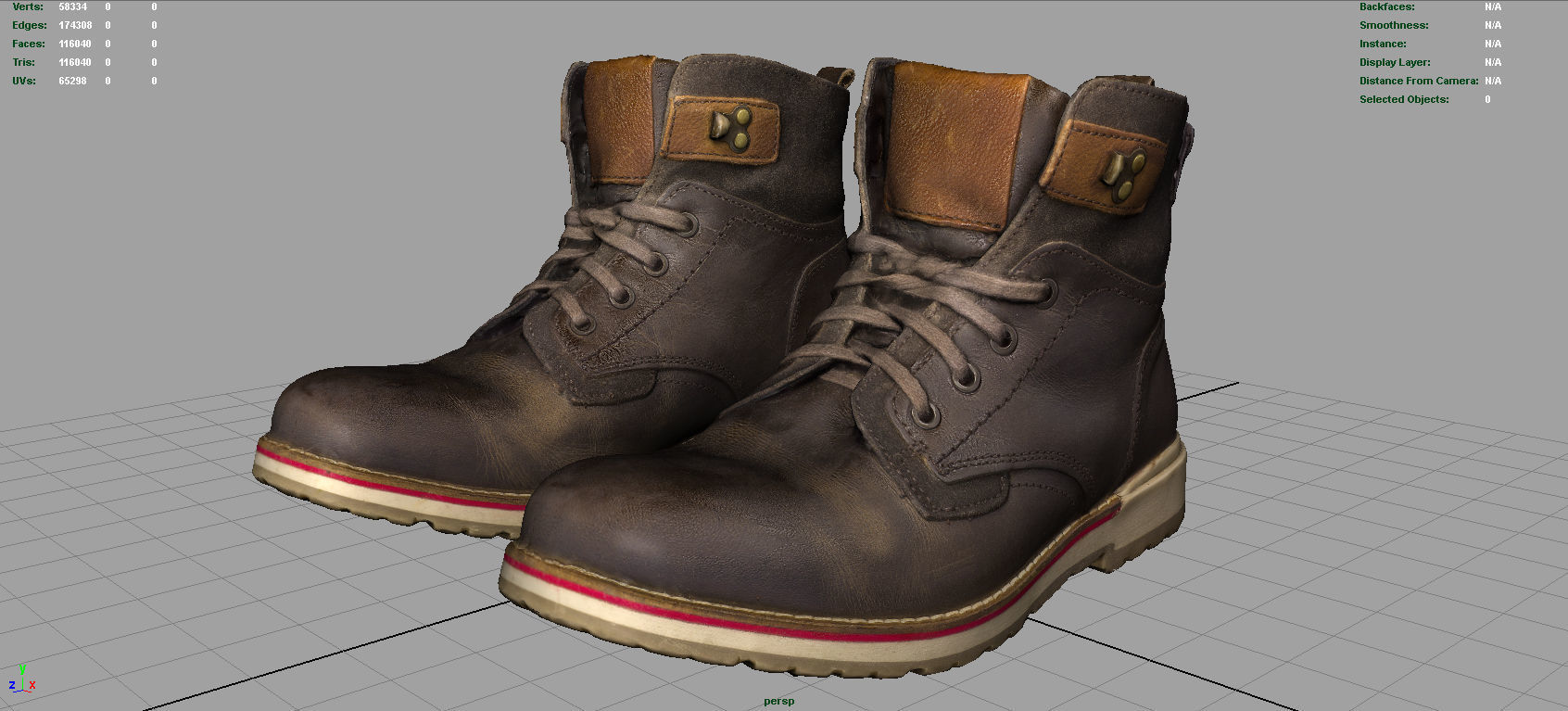 Hiking Boots 2 Low-poly 3D model_6