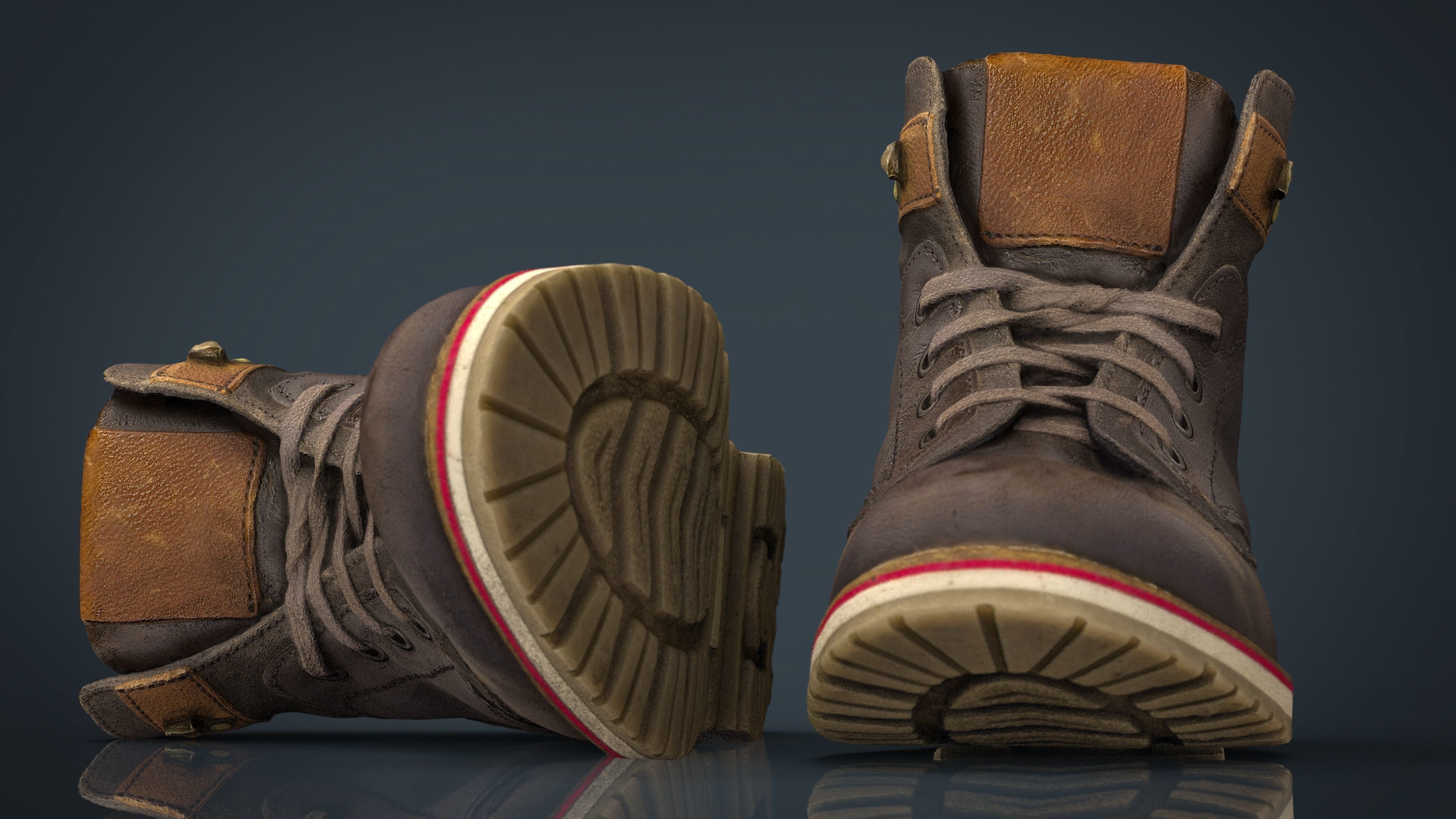 Hiking Boots 2 Low-poly 3D model_3