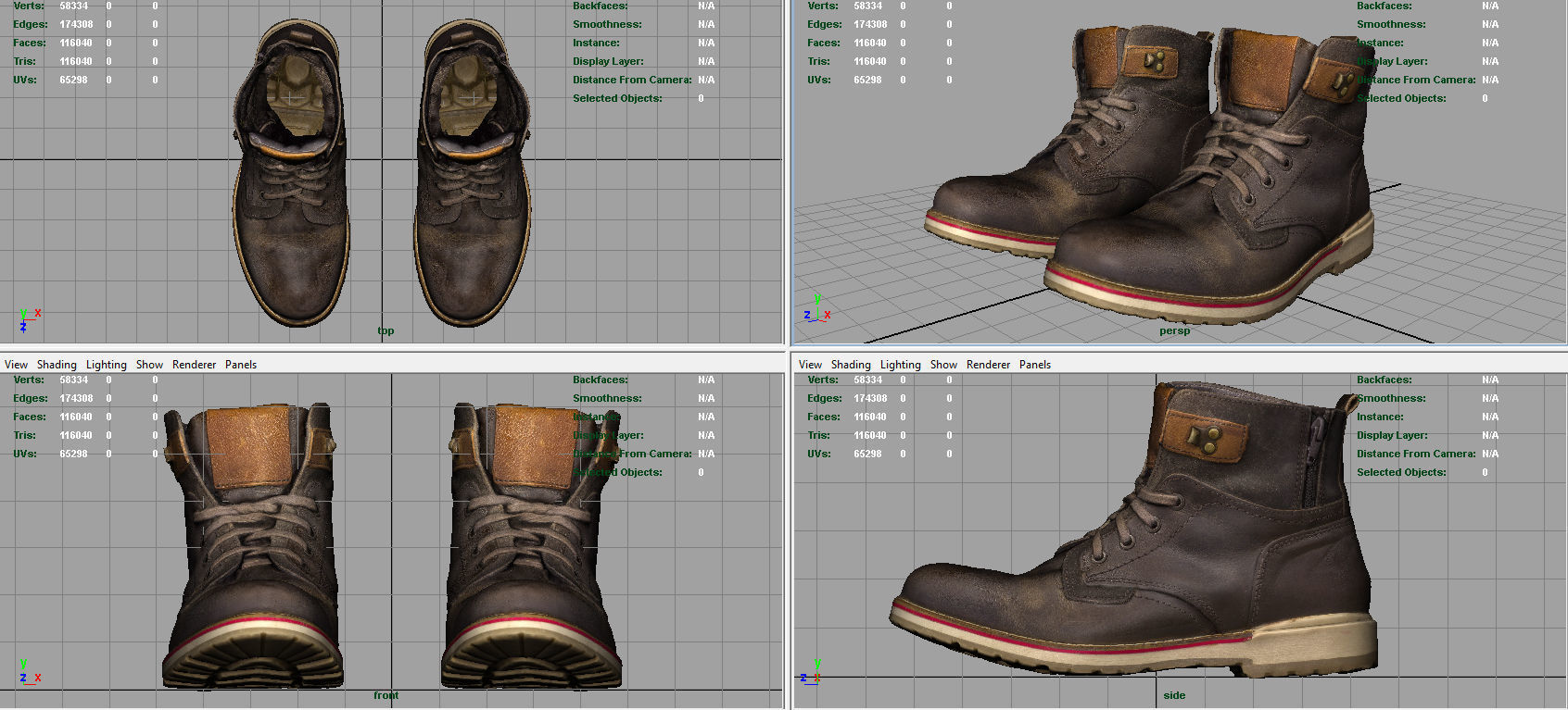 Hiking Boots 2 Low-poly 3D model_11