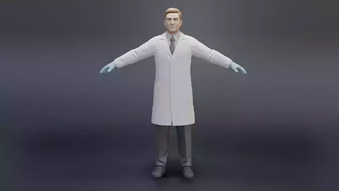 T-Pose Rigged Doctor 3D model