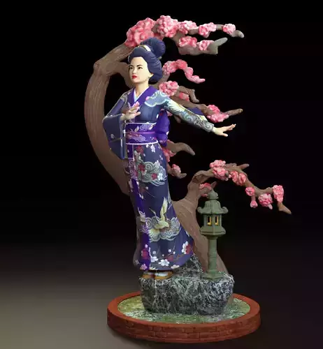 Tabletop Geisha Statue - The Sakura Dancer