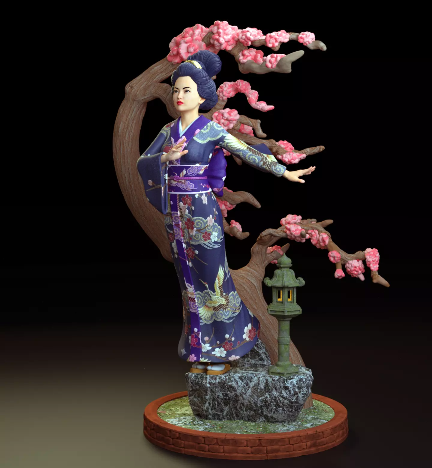 Tabletop Geisha Statue - The Sakura Dancer 3D print model